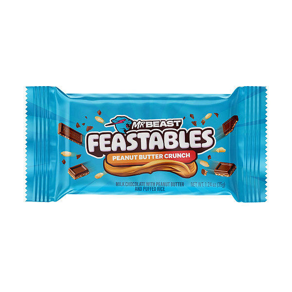 Barra Crocante de Chocolate ao Leite com Pasta de Amendoim Feastables MrBeast 35g - Peanut Butter Crunch