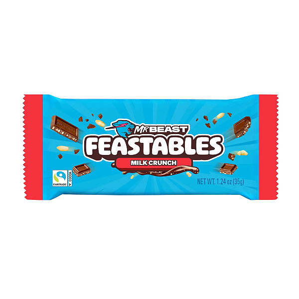 Barra Crocante de Chocolate ao Leite Feastables MrBeast 35g - Milk Crunch