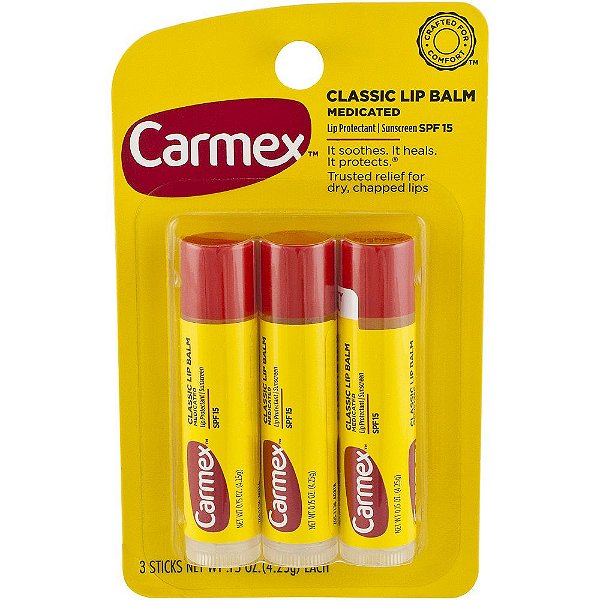 Carmex Lip Balm Bastão - Hidratante Labial - Kit Com 3 Unidades