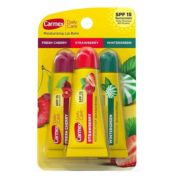 Carmex Lip Balm Sabores Hidratante Labial Bisnaga - Kit Com 3 Unidades
