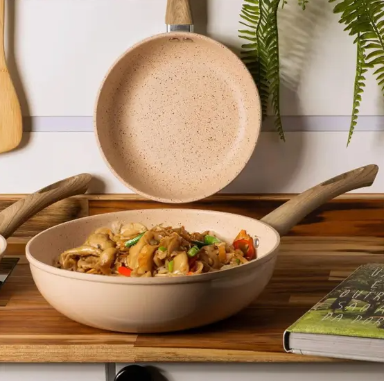 FRIGIDEIRA DE CERÂMICA ANTIADERENTE WOK INDUÇÃO GRANILITE BEGE 28CM - LYOR
