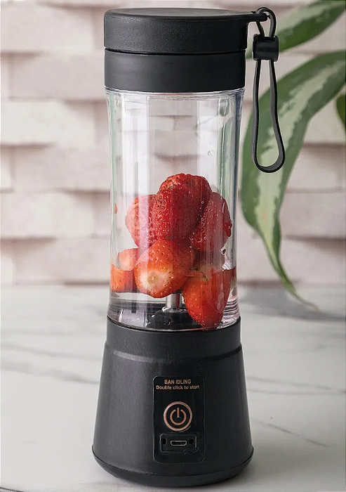 MIXER PORTÁTIL PARA BEBIDAS RECARREGÁVEL COM ENTRADA USB PRETO - LYOR
