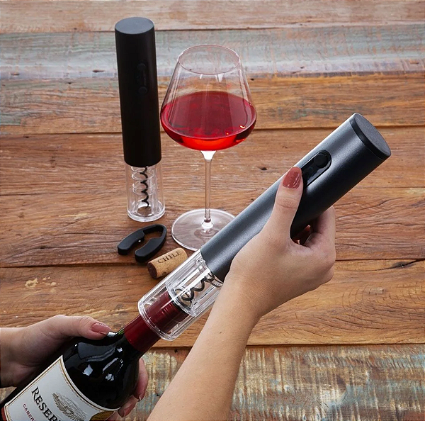 KIT 2 PÇS ABRIDOR DE VINHO AUTOMÁTICO COM CORTA LACRE - CLINK