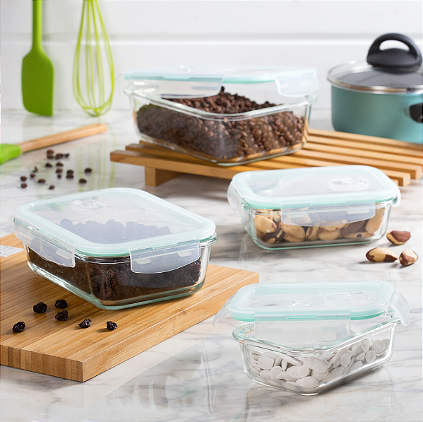 POTE HERMÉTICO DE VIDRO BOROSSILICATO RESISTENTE A CALOR 370ML - LYOR