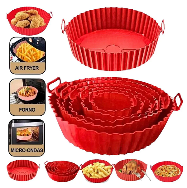 KIT 6 FORMAS ANTIADERENTES DE SILICONE PARA AIR FRYER, FORNO E MICROONDAS - CLINK