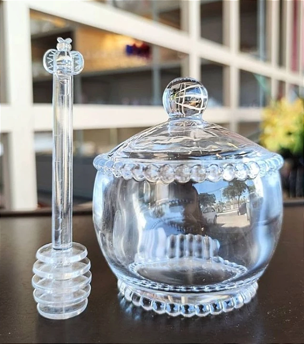 MELEIRA DE CRISTAL COM PEGADOR ABELHA E TAMPA PEARL 200ML - WOLFF