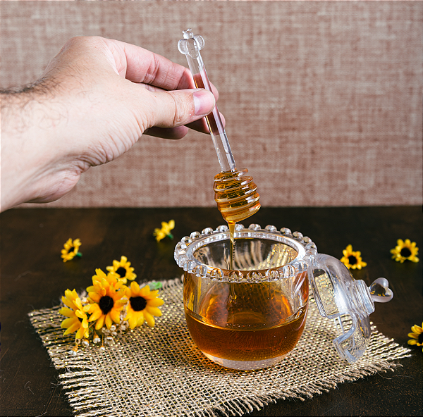 MELEIRA DE CRISTAL COM PEGADOR ABELHA E TAMPA CORAÇÃO 210ML - LYOR