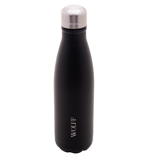 GARRAFA TÉRMICA DE AÇO INOX PAREDE DUPLA ICE PRETA 500ML - WOLFF