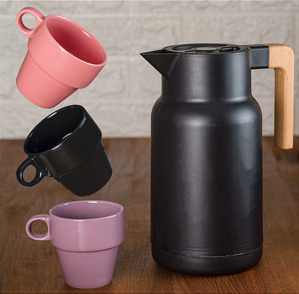 GARRAFA TÉRMICA PARA CAFÉ ORGANIC PRETA 1L - LYOR