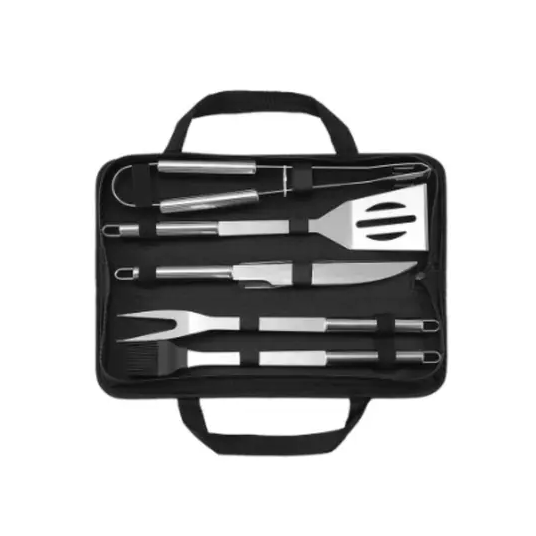 KIT 6 PEÇAS PARA CHURRASCO DE AÇO INOX COM ESTOJO - CLINK