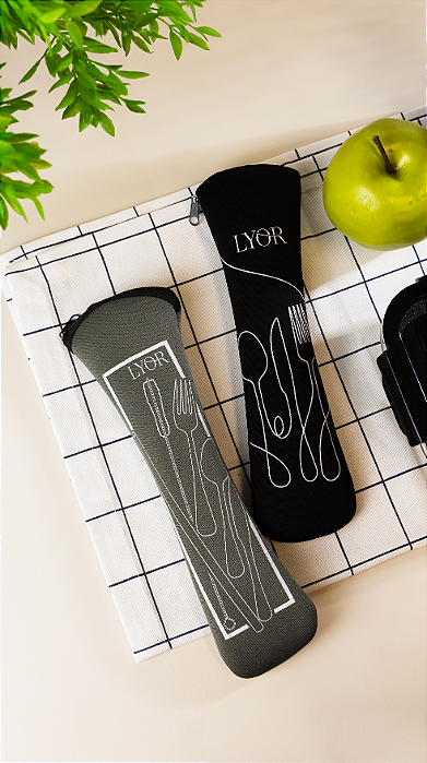 KIT REFEIÇÃO 6 PÇS - 3 TALHERES CANUDO E ESCOVINHA - LYOR