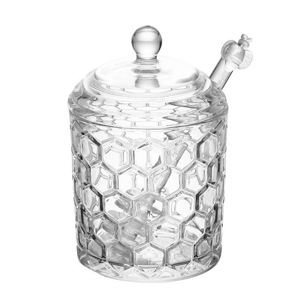 MELEIRA DE VIDRO COM PEGADOR FAVO 270ML - LYOR