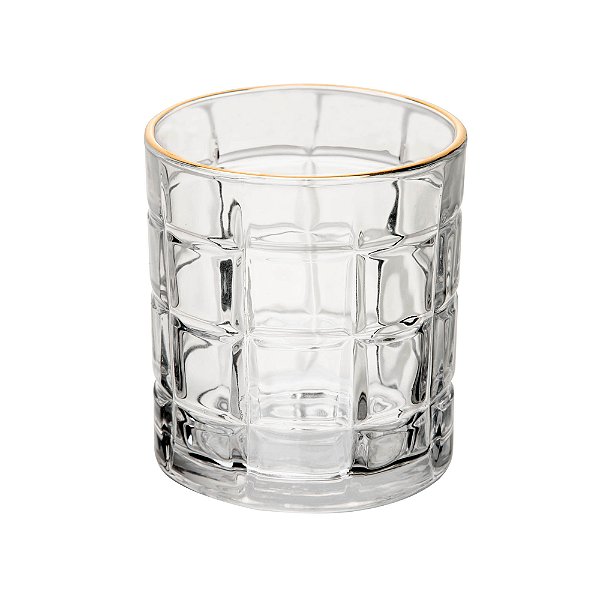 COPO DE CRISTAL COM FIO DE OURO SQUARE 330ML - LYOR