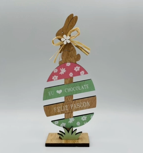 PLACA DE OVO DE PÁSCOA EM MDF EU AMO CHOCOLATE - FLORARTE