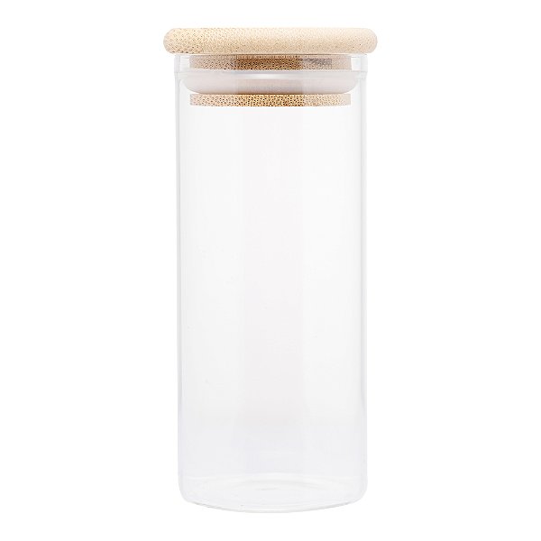POTE DE VIDRO COM TAMPA DE BAMBU 1L - WOLFF