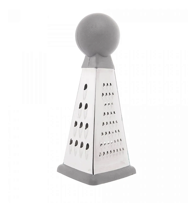 RALADOR DE AÇO INOX 4 FACES COM CABO CINZA 15X7CM - LYOR