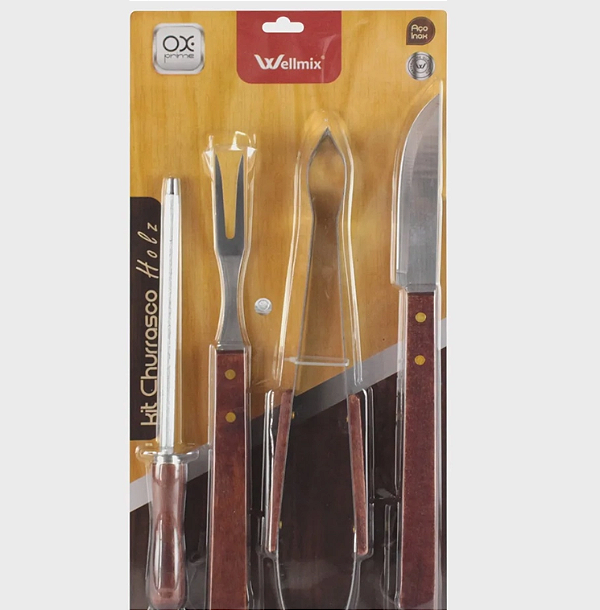 KIT CHURRASCO PREMIUM 4 PEÇAS - WELLMIX