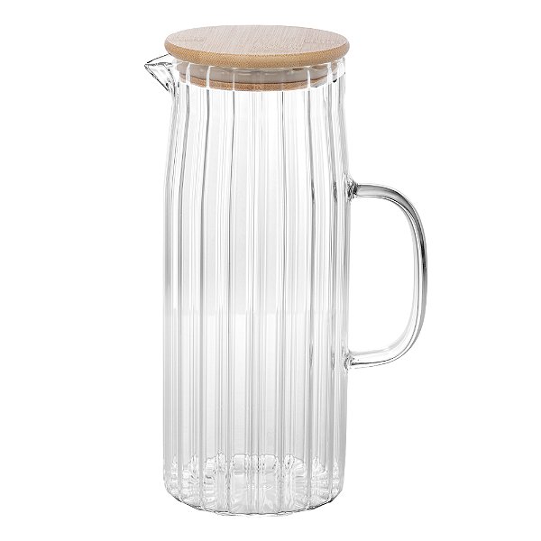 JARRA DE VIDRO BOROSSILICATO COM TAMPA EM BAMBU 1,2L - WOLFF