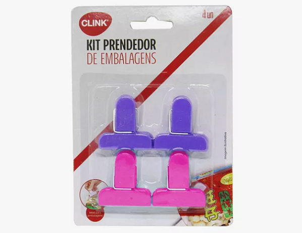 KIT 4 PRENDEDORES PARA EMBALAGEM 4X3CM - CLINK