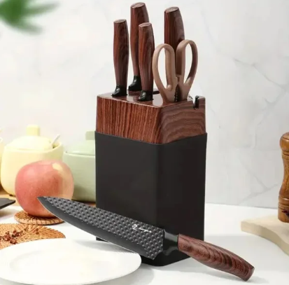 KIT 7 UTENSÍLIOS CEPO AÇO INOX E MADEIRA - CLINK