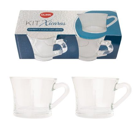 KIT 2 CANECAS DE VIDRO 160ML - CLINK