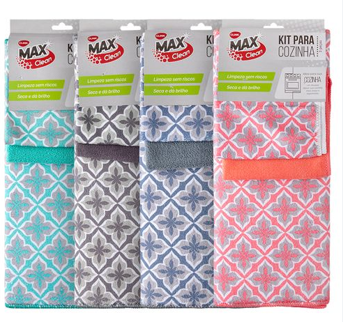 KIT 3 PANOS DE PIA MICROFIBRA PARA LIMPEZA - CLINK