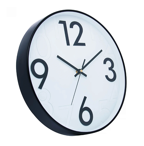 RELÓGIO DE PAREDE DONUM BRANCO COM PRETO 30CM - LYOR