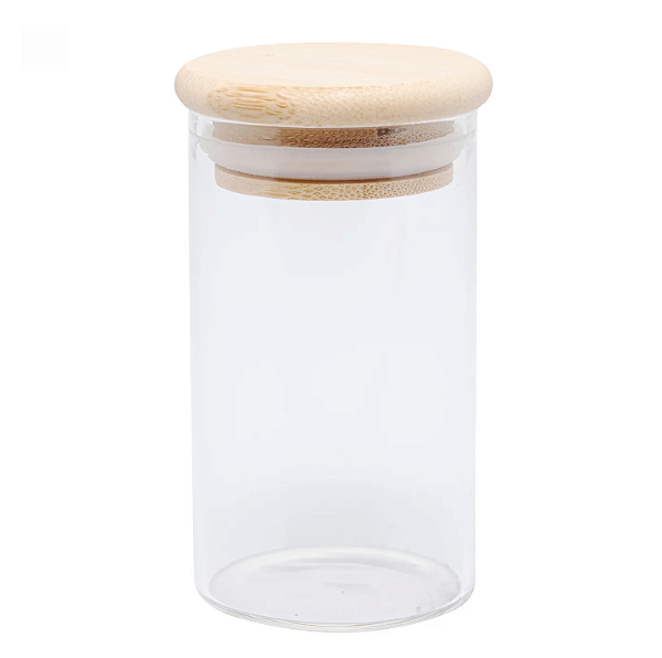 PORTA MANTIMENTOS DE VIDRO BOROSSILICATO COM TAMPA DE BAMBU 1L - WOLFF