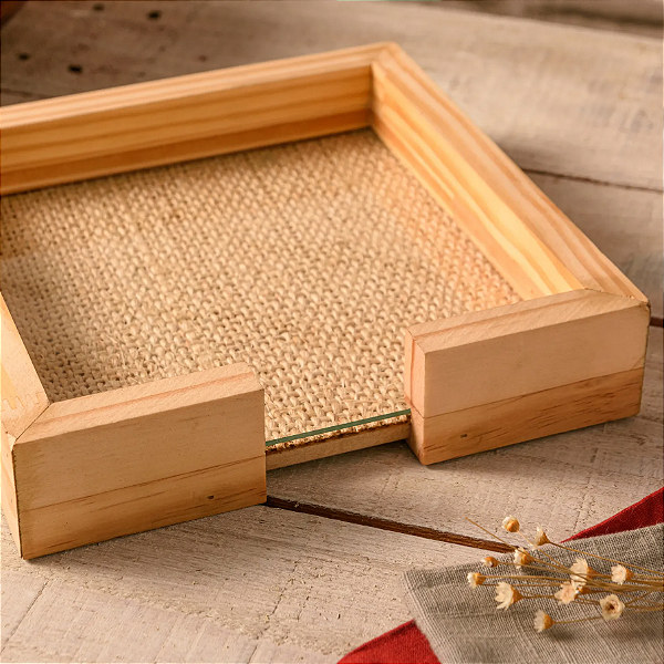 PORTA GUARDANAPOS DE MADEIRA PINUS COM SISAL NATURAL 16CM - WOLFF
