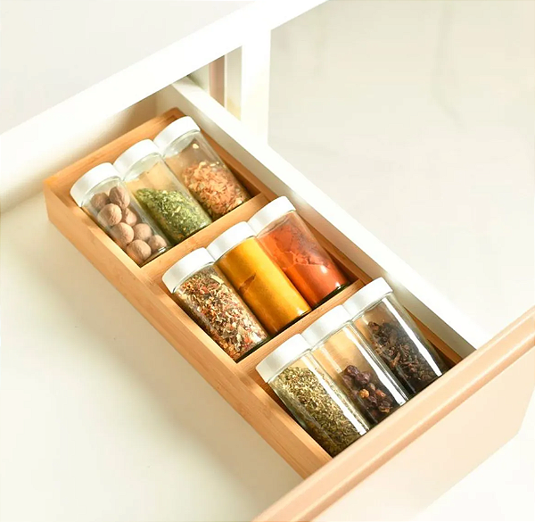 ORGANIZADOR DE TEMPEROS KEEP BAMBU 10 PEÇAS - OU