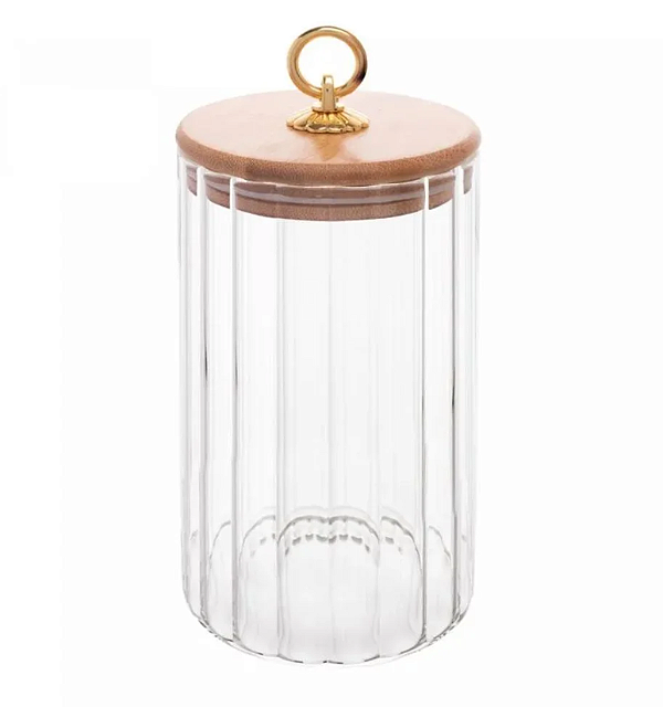 POTE DE VIDRO BOROSSILICATO COM TAMPA DE BAMBU CLASSIC 750ML - WOLFF