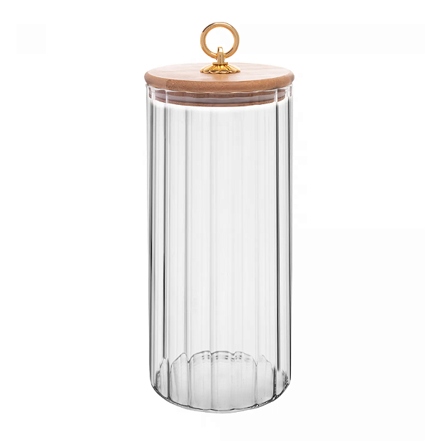 POTE DE VIDRO BOROSSILICATO COM TAMPA DE BAMBU CLASSIC 1,150L - WOLFF