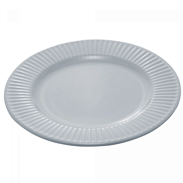 PRATO SOBREMESA DE CERÂMICA LINES CINZA 21cm - WOLFF