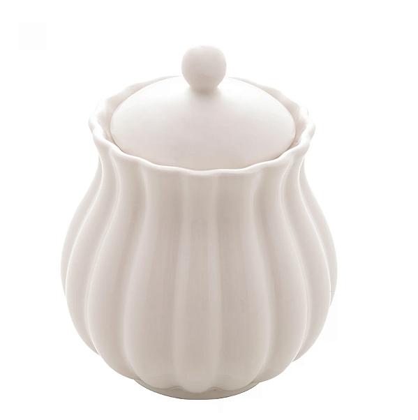 AÇUCAREIRO DE PORCELANA PÉTALA BRANCO MATT 10X8CM - WOLFF