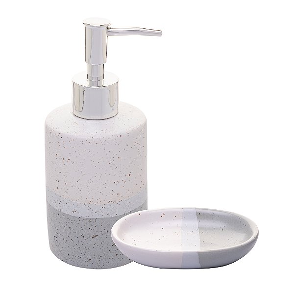 CONJUNTO  2 PECAS PARA BANHEIRO DE CERAMICA DEGRADE CINZA - LYOR