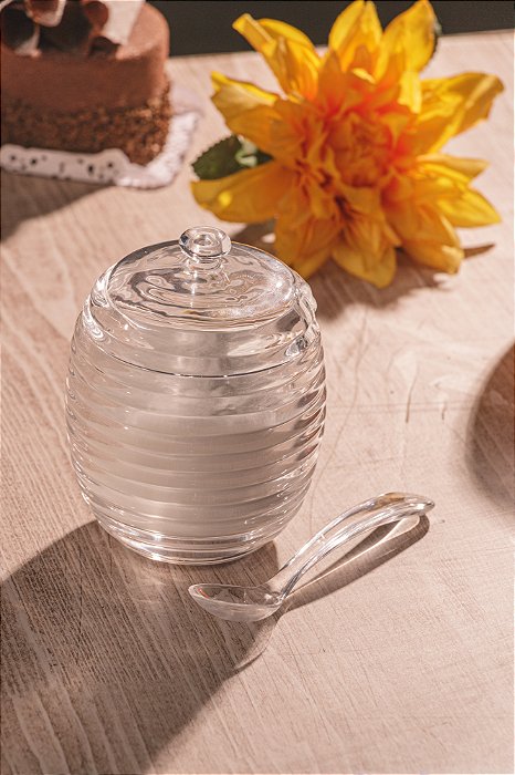 ACUCAREIRO DE CRISTAL DE CHUMBO COM COLHER E TAMPA - LYOR