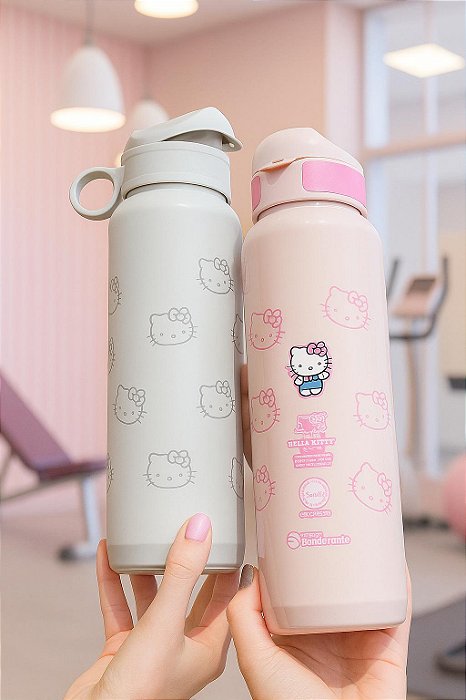 GARRAFA SQUEEZE SPORT HELLO KITTY CINZA 1L - BANDEIRANTES