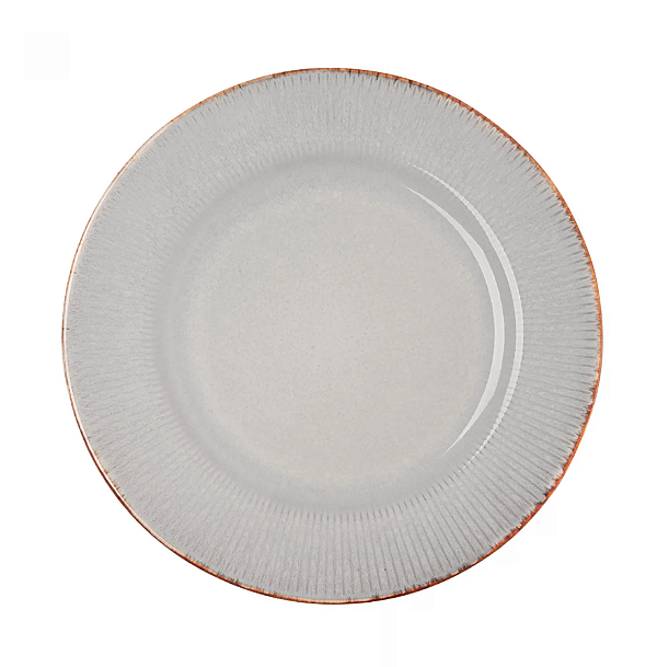 PRATO PARA SOBREMESA DE CERAMICA LINEAR CINZA 20CM - LYOR