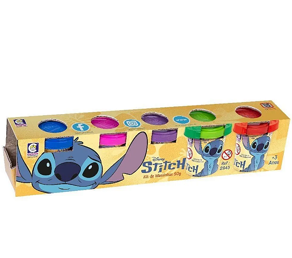KIT COM 5 POTES DE MASSINHAS STITCH 50G - COTIPLAS