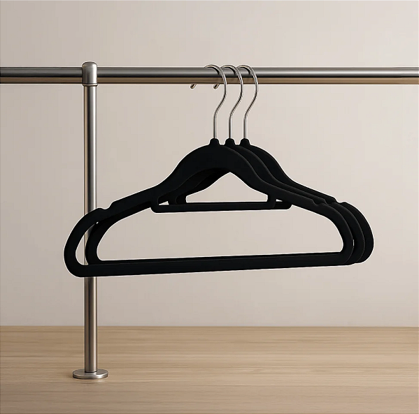 KIT COM 3 CABIDES DE VELUDO ANTIDERRAPANTE LUXO PREMIUM 41X22CM - TOKYO DESIGN