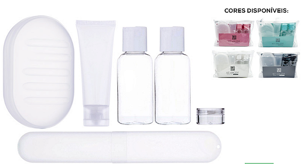 KIT VIAGEM COM 6 PEÇAS + NECESSAIRE PORTA SHAMPOO PORTA SABONETE - TOKYO DESIGN