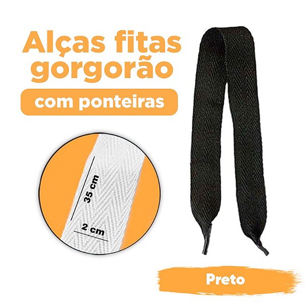 ALÇAS FITAS GORGORÃO PRETA COM PONTEIRAS