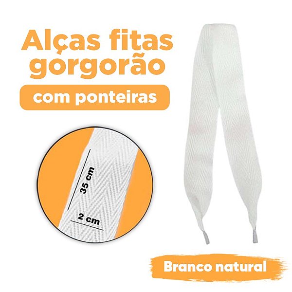 ALÇAS FITAS GORGORÃO BRANCA COM PONTEIRAS