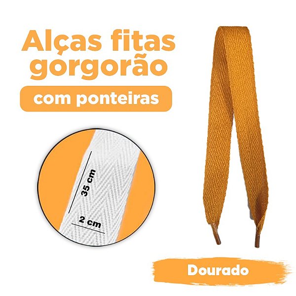 ALÇAS FITAS GORGORÃO DOURADO COM PONTEIRAS