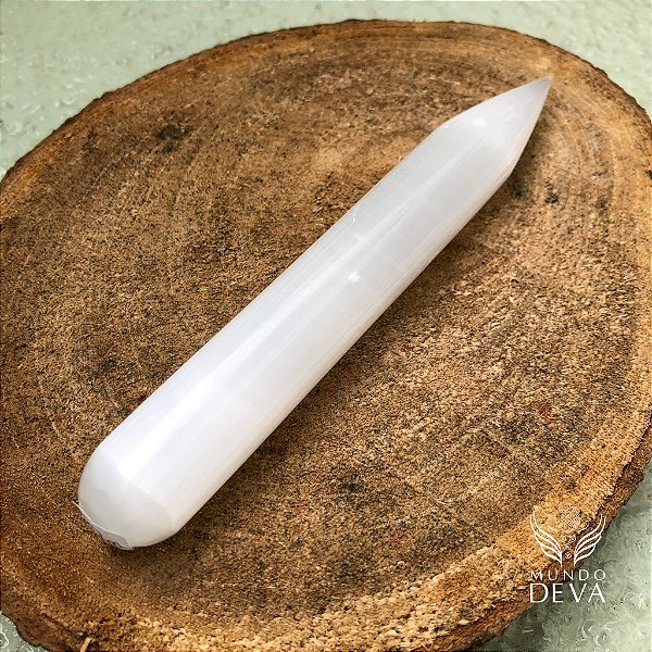 Bastão de Selenita branca com ponta 15cm