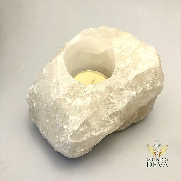 Porta vela Quartzo Branco em bruto