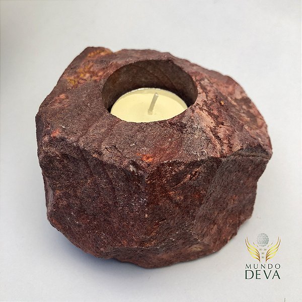 Porta vela Jaspe Vermelho em bruto
