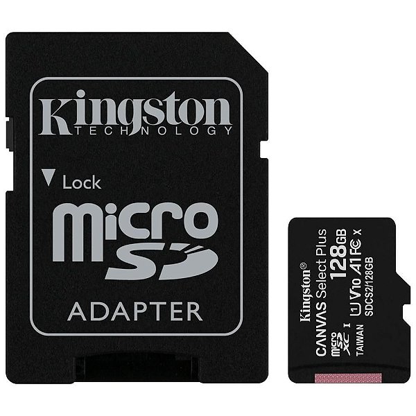Cartão Micro Sd 128GB Classe 10 Kingston SDCS2/128GB Micro SD 100R /85W Canvas Select Plus