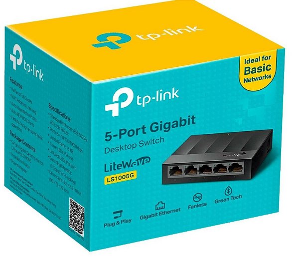 Switch Gigabit de Mesa TP-Link 5 Portas 10/100/1000Mbps - LS1005G