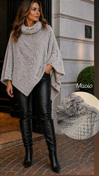 Poncho com Pelinho Macio Feminino | Inverno Elegante